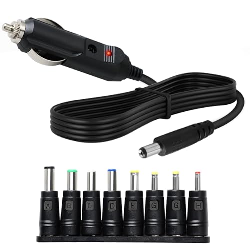 12V 5A Chargeur Allume-Cigare Universel avec 8 Connecteurs, Câble d'Alimentation 1.2m, Prise...