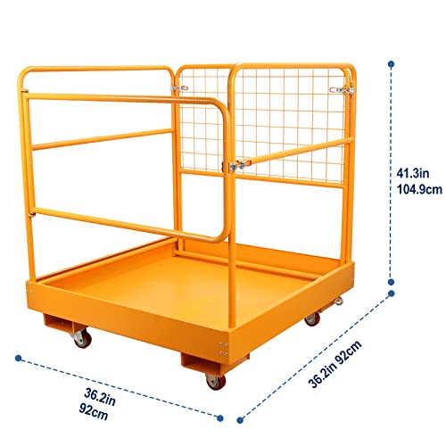 Sidasu Forklift Safety Cage 36X36 Inches Forklift Work Platform 1150Lbs Capacity With 4 Universal Wheels Aerial Platform Collapsible Lift Basket Aerial Rails For Lifting Loader #TOP1