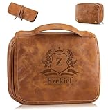 Best 40th Birthday Gift Ideas for Him 22 Bleggeit 3-in-1 Large Personalized PU Leather Toiletry Bag For Men, Custom Groomsmen Gifts Hanging Travel Organizer Bag, Laser Engraved Name Monogram Shaving Kit Gift For Him Husband Father Dad Dop