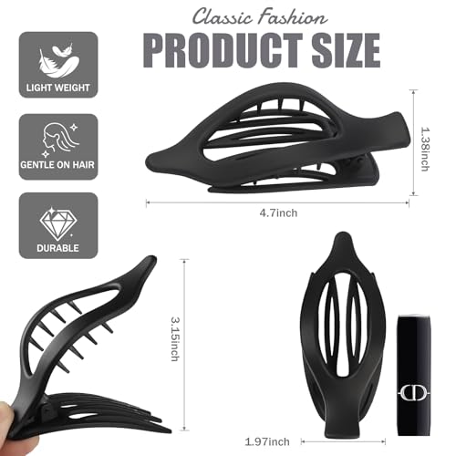 CHANDAT Pack de 6 Pinzas de Pelo Planas Negras miniatura 3