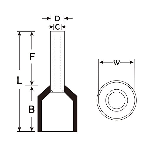 Heschen Terminale Cavo E0506, AWG22 / 0,5 Mm², Connettore A Crimpare In Rame, Isolato In Vinile, Giallo, Confezione Da 1000 - Foto 6