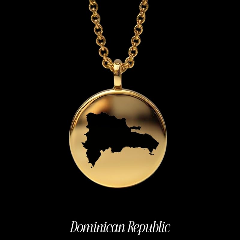 Medallón de República Dominicana chapado en oro de 14k con grabado de alta joyería 2