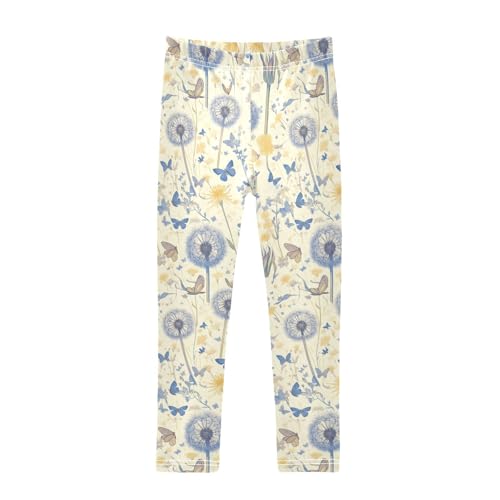 KLL Butterflies Dandelions Pattern Butterflies Gold Toddler Girls Cotton Pants Fashion Full Length Workout Pants Exercise