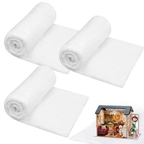 KIKAWORD 3PCS Fake Snow Blanket Roll for Christmas Deocrations 80 x 240CM,Soft White Artificial Snow Blanket for Nativity Scenes, Santa'S Grotto, Home DéCor