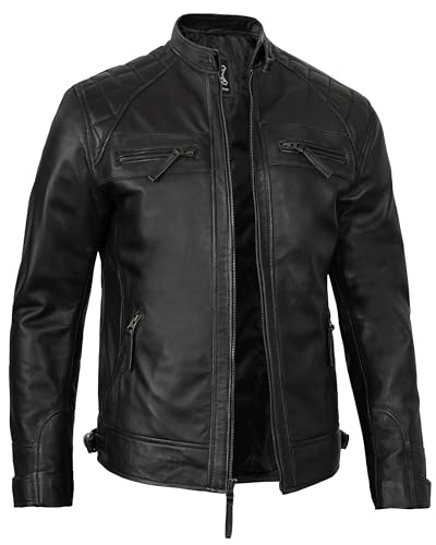 Image of Decrum Leather Jacket Men - Cafe Racer Style Real Lambskin Leather Jackets For Men