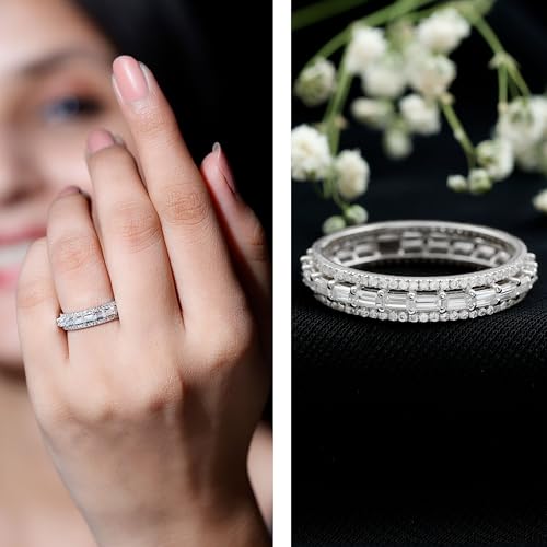 Certified Moissanite Eternity Band for Women, D-VS1 Quality, 3 Row Wedding Band (With Ready To Gift Jewelry Box)2