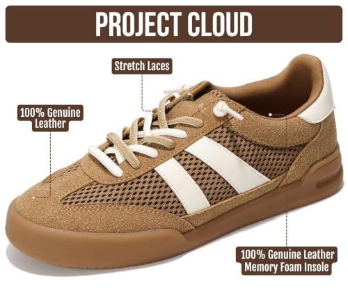 Image of Genuine Leather Slip On Sneakers for Women with Leather Memory Foam Insole | Memory Foam Insole Lightweight Shoes for Women - Womens Fashion Sneakers - Comfortable Women Footwear Everyday Essentials