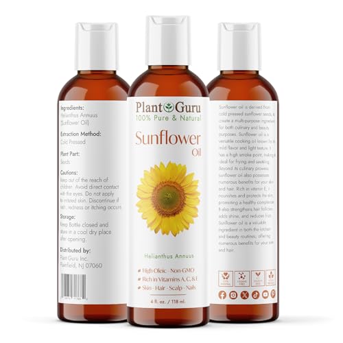 Plant Guru PG_SUNFLOWEROIL_4OZ. Sunflower Oil 4 Oz Cold Pressed Carrier 100% Pure Natural thumb #1