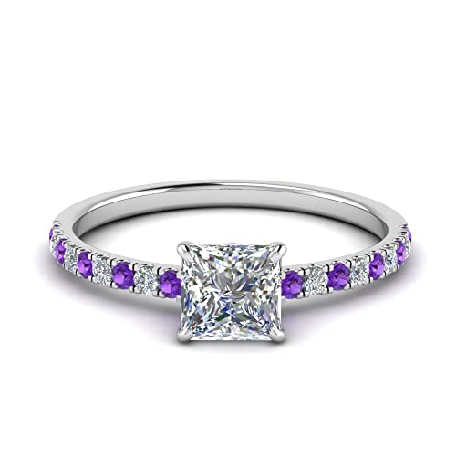 Petite bague en diamant coupe princesse prestige en argent et halo dissimulé
