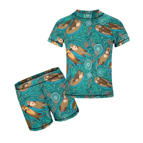 Cute Brown OttersChildren's Swimsuits Boys Two Piece Suit8-10Y（130cm）