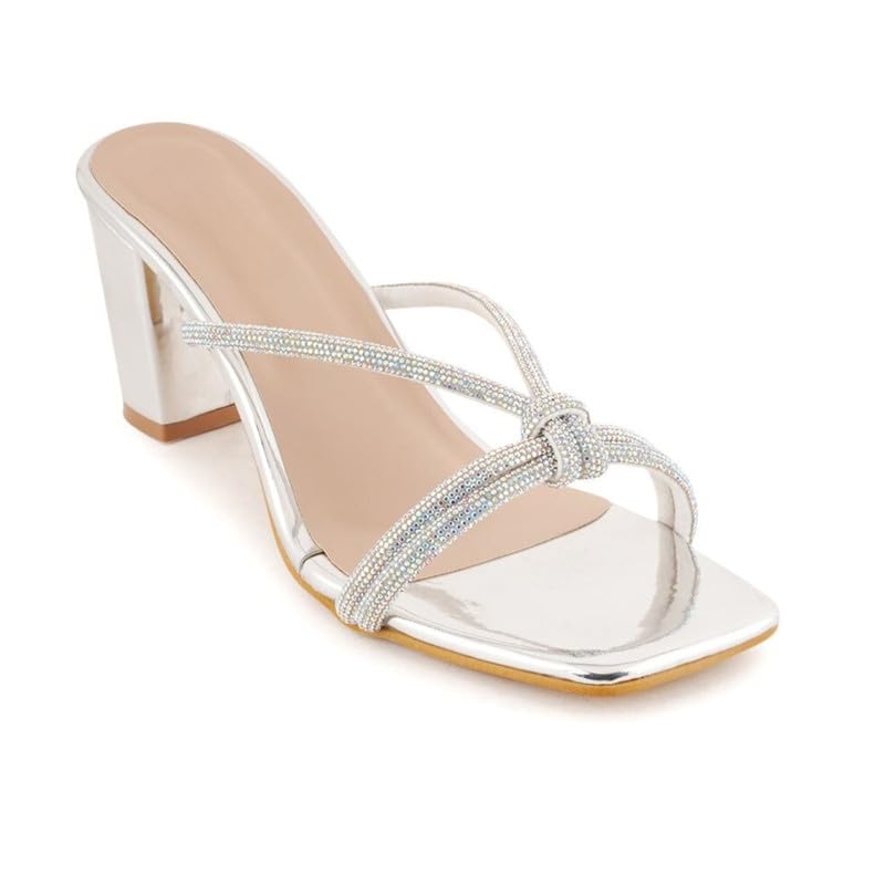 StepeeCasual & Stylish Open Toe Slip on Style Open Back Block Heel Fashion Sandal for Women