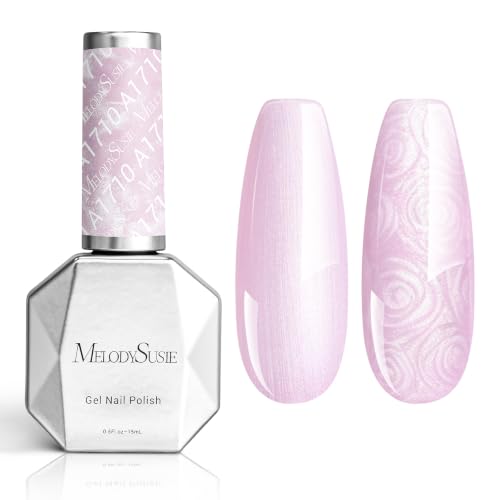 Image of MelodySusie Pasterl Pink Pearl Gel Nail Polish,0.5fl oz Soak Off UV LED Drawing Shimmer Gel Polish Soak Off Swirl Shell Thread Effect Gifts for Women Nail Art Manicure Salon DIY Nail Design-A1710