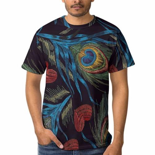 Tshirt manches courtes homme anti-transpiration col rond plume de paon