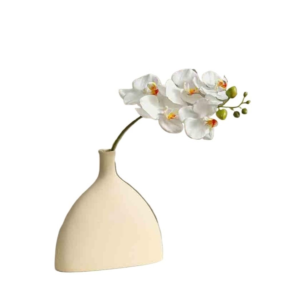 Bx9rE7tK3g Faux Flowers with Vase Single White Phalaenopsis Simulation Flower Branch Fake Living Room Arrangement Desktop Decoration Artificial Flowers