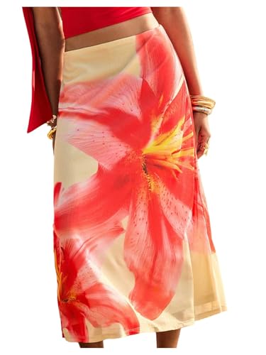 Women's Floral Skirt Summer Vacation Drop Waist Boho Long Skirts