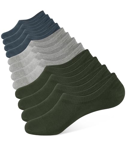 Image of CLOSEMATE Mens No Show Socks Cotton Thin High Elasticity Low Cut Ankle Socks with Non Slip Grips 6 Pairs