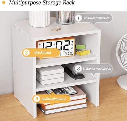 Image of Wooden Monitor Stand Riser with Storage Compartment and Lockable Storage Drawer Stand | Adjustable Desktop Organizer for Computer, Flax, Laptop & Printer (Monitor Stand (white) 6 Box)