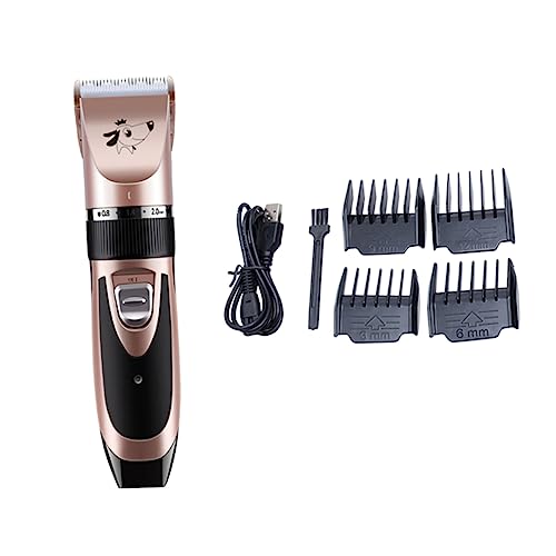 VICASKY 1Set USB Pet Clipper Set Rose Gold Portable Grooming Tool for Dogs Cats Quiet Operation Slip Design Removable Washable Head USB Charging Pet Supplies