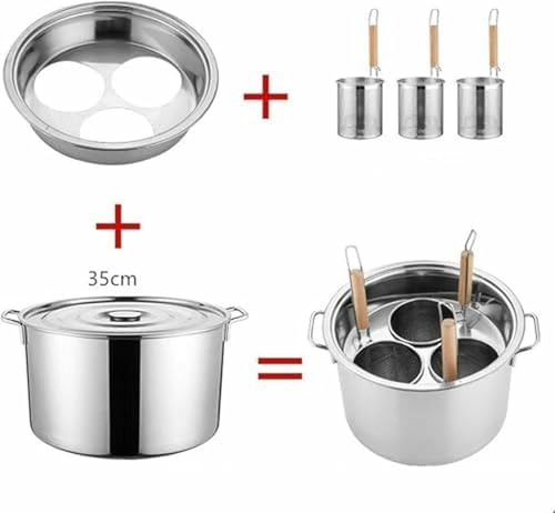 Pot de pots avec passoire intégrée et paniers multi-trous pour cuisson simultanée