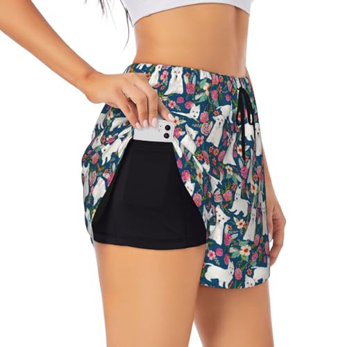 Short de yoga femme noir anti-frottement avec motif chien