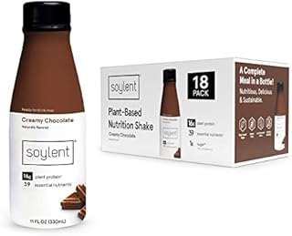 Soylent Creamy Chocolate Meal Replacement Shake, Contains 16g Complete Vegan Protein, Ready-to-Drink, 11oz, 18 Pack