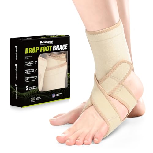 Bukihome Adjustable AFO Foot Drop Brace – Foot Support for Walking with Shoes, Socks, or Barefoot