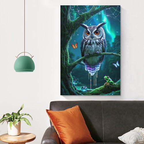 Pinturas murales de búho en lienzo artístico de salón 50x75cm 4