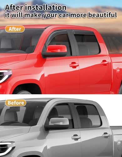 Image of Window Visors Rain Guards for Toyota Tundra CrewMax 2007-2021 | in-Channel,Extra-Thick,Extra Durable,Window Deflectors,Vent Visors,Vent Shades,Truck Accessories,Polycarbonate (PC)