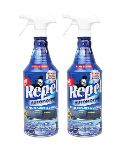 Repel Auto Glass Cleaner Streak-Free with Protective Nano Barrier. Minerals & Grime. Makes Glass Self-Cleaning. Safe & Non-Toxic - 32 oz