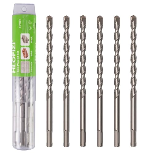 HLOFIZI 1/2\" x 8\" SDS Plus Hammer Masonry Drill Bits Carbide Tipped for Concrete, Brick, Block, Stone, 6 Pack