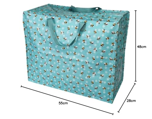 REX LONDON Große Aufbewahrungstasche mit Reißverschluss – robust und langlebig 55 x 48 x 28 cm 70 l – Design wählbar (Bumblebee)
