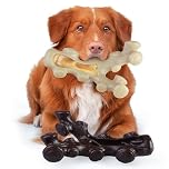 GASAPET Dog Chew Toys for Aggressive Chewers,2 Indestructible Dog Toys for Medium and Large Breed,Real Bacon Flavored Best Dog Toys to Keep Them Busy, Dog Bones for Teeth Cleaning and Training