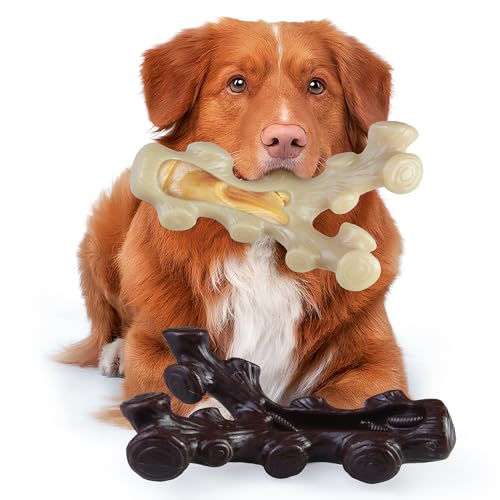 GASAPET Dog Chew Toys for Aggressive Chewers,2 Indestructible Dog Toys for Medium and Large Breed,Real Bacon Flavored Best Dog Toys to Keep Them Busy, Dog Bones for Teeth Cleaning and Training
