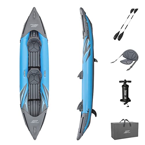 Bestway Hydro-Force Surge 2 Persons Inflatable Raft | Inflatable Boat with Hand Pump, Oars, Seats, Gear Pouch, Carry Bag, Two-Seater