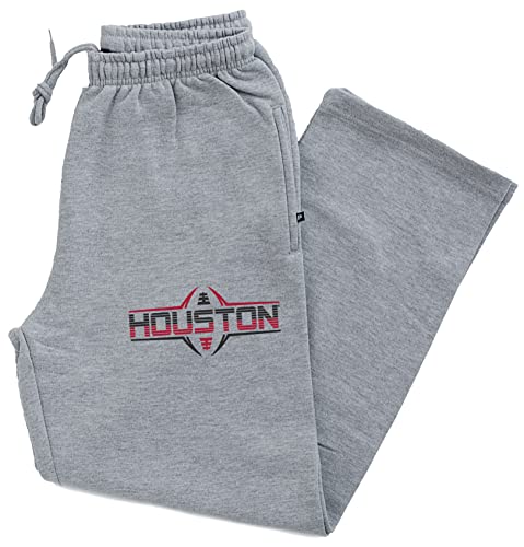 CornBorn Houston Cougars Sweatpants - Premium Fleece Striped Houston Football Laces - Gray - Small