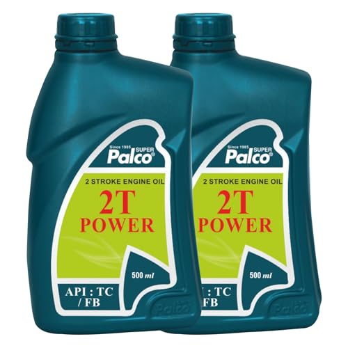 Image of PALCO 2T Power Engine Oil 500ml (Pack of 2), 2T Stroke Engine Oil for Bike & Scooter Auto Rickshaws Petrol Mix Additive Semi-Synthetic Bike Oil 3 Wheeler Tillers Chain Saws API TC FB