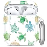 Sangkoo AirPod Case Cover, Soft Silicone Shockproof Protective Skin with Keychain for Apple AirPods 2nd 1st Generation Charging Case, Cute Sea Turtle AirPod Case for AirPod 2/1, Front LED Visible