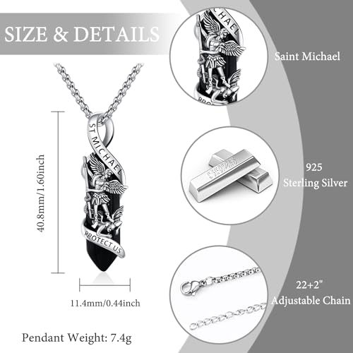 Odinstone 925 Sterling Silver St Michael/St Christopher/St Benedict/Jesus Crucifix/St Uriel/Archangel Raphael Medal Necklace for Men Women Religious Amulets Jewelry Gifts2