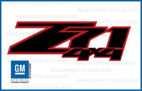 Decal Mods Calcomanías Z71 4x4 para Chevy Silverado/GMC Sierra Rojo y Negro - FRBLK (2007-2013) lado de la cama 1500 2500 HD (juego de 2) | FG9A7