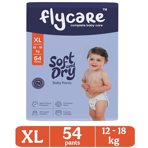 Image of Soft & Dry Baby Pant Style Diaper XL Size (Extra Large) | 12-18 kg | 54 Count (Pack Of 1) |Comfortable and Cotton Soft Diaper with Leakage Guard, Wetness Indicator, Upto12 Hours Protection