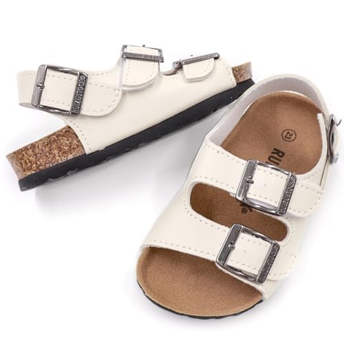 Image of Kid Sandals Boys Girls Comfort Cork Footbed Summer Slides Sandals Toddler Adjustable Buckle Slip-On Sandal Open Toes Casual Flat for Little Kid /Big Kid