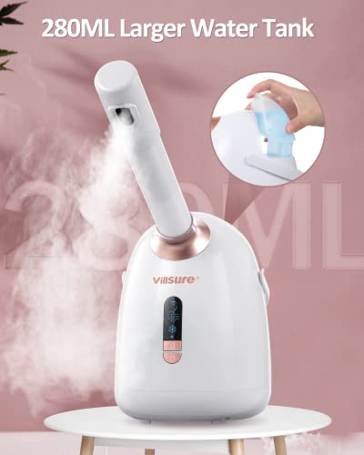 Facial Steamer, Villsure Hot/Cool Face Steamer With Extendable Arm, Professional Nano Ionic Facial Steamer For Facial Deep Cleaning, Humidifier With Portable Handle For Facial Spa At Home Or Salon #TOP4