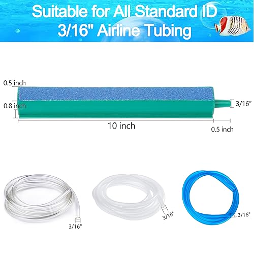 Image of 10 Inch Aquarium Air Stones Bar - Air Stone Kit with 5 Pcs Square Oxygen Diffuser Long Bubble Release Mineral Airstones for Fish Tank Pumps DWC Bucket Reservoir Pond