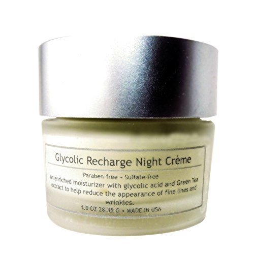Pure Zivaª 4.31% Glycolic Acid & Green Tea Oil-Free Night Recharge Skin Facial Cream, Gluten, Paraben & Sulfate Free, 1.0 Fluid Ounce, No Animal Testing & Cruelty Free