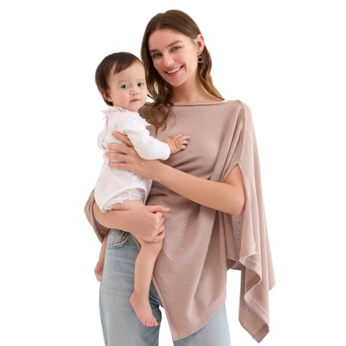 Image of Momcozy Nursing Cover, Privacy Breastfeeding Cover with Soft Breathable | Multi-Use Nursing Cover Up for Breastfeeding, Portable Breast Feeding Covers for Women, Includes Laundry Bag (Brown)