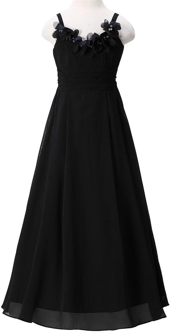 Flower Girls Dresses Junior Bridesmaids Camisole Girls Elegant Ruffle Chiffon Ankle Length