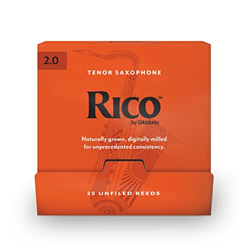 D\'Addario Rico Tenor Saxophone Reeds, Strength 2, Individually Sealed, Pack of 25