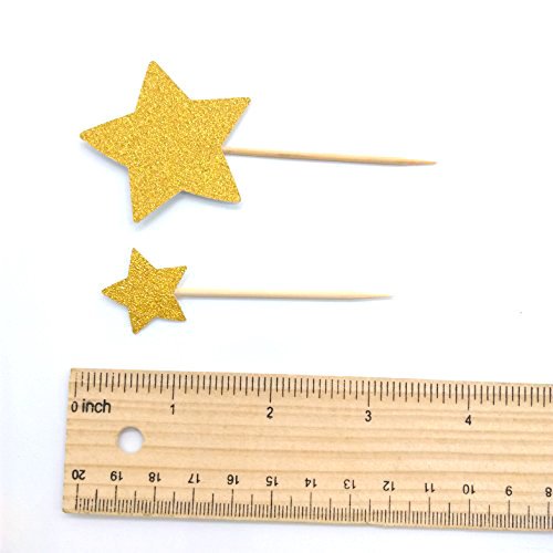 Hemarty 40 Pcs Twinkle Gold Star Cupcake Toppers Diy Glitter Mini Birthday Cake Snack Decorations Picks Suppliers Party Accessories For Wedding Baby Shower #TOP3