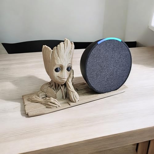 Suporte Alexa Echo POP Groot Guardiões da Galáxia Marvel - Presente, decoração, stand de mesa, Som,