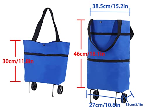 YAXIDAEVER Faltbare Trolley-Taschen,Einkaufstrolley Einkaufstasche mit Rollen,2 In 1 Faltbare Einkaufswagen für Zuhause… – Bild 4